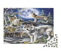 Los Lobos aullan Puzzles 1000 Piezas De Cartón Grueso Puzle Clásico Anti Estrés Adultos para Decoración De Pared como Regalo Original 38x26cm/1000pcs