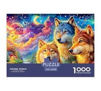 Los Lobos en el Valle cósmico Vivo con cabaña Puzzle De 1000 Piezas Lobo Fresco Cartón Reciclado, Excelente Regalo para Todas Las Edades 52x38cm/1000pcs