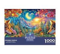 Los Lobos flanquean el río Iluminado por la Luna con Vistas a la montaña Puzzle De 1000 Piezas Lobo Fresco Juguete Educativo para Niños A Partir De 12 Años Y Adultos 38x26cm/1000pcs