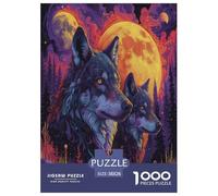 Los Lobos in The Moonlight Puzzle Imposible,desafío for Adults Juego EduGatoivo 1000 Piezas Obra De Arte De Juego De para Adultos Y Niños 38x26cm/1000pcs