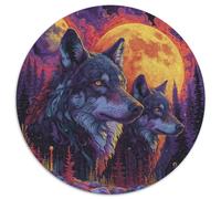 Los Lobos in The Moonluz Rompecabezas Redondo De 1000 Piezas para Niños animaleses Descompresión Y Regalo Creative EduGatoivo Divertido Juego Familiar 1000pcs (67.5x67.5cm)