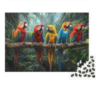 Los Loros Coloridos Selva Rompecabezas Clásico 1000 Piezas para Adolescentes Y Adultos, Cartón Reciclado,Parrot Group en sucursal Decoración Interior, Regalo Día De Caja, Reto Mental 52x38cm/1000pcs