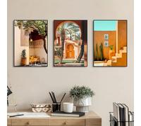Los mejores hoteles y resorts de África y Oriente Medio: pósteres impresos en lienzo para la decoración del hogar marroquí (30x45cm x 3/marco interno).