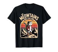 Los Meowtains están Llamando a Funny Cat Mountain Hiking Camiseta