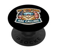 Los Meowtains están Llamando Snowboard Ski Skiing Cat USA PopSockets PopGrip Adhesivo