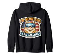 Los Meowtains están Llamando Snowboard Ski Skiing Cat USA Sudadera con Capucha