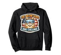 Los Meowtains están Llamando Snowboard Ski Skiing Cat USA Sudadera con Capucha