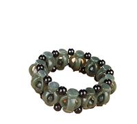 Los Modelos de Hombres de Zafiro de Jade Natural Hetian Vienen y corren Pulsera con Grabado Hueco Lu Lutong para revertir Las Pulseras de Jade Qiankun