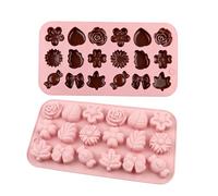 Los moldes de chocolate con forma de flor - 2 Piezas Alimenticio Antiadherente - Muy Moldes Siliconados Con La Forma Floral De Jabón Y Hielo,Para Postre, Pudín, Fondant, Jabón y Hielo