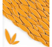 Los mosaicos de cristal, Azulejos de mosaico autoadhesivos de cerámica con forma de pétalo de hoja, multicolor, 4 mm de grosor, 85 g(Oranje)