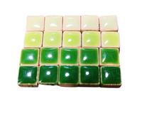 Los mosaicos de cristal, Azulejos de mosaico de porcelana autoadhesivos cuadrados de cerámica for manualidades (paquete de 100), multicolor, 9,5 x 9,5 x 5 mm(Green Mix)