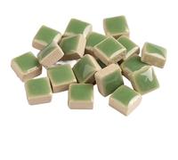 Los mosaicos de cristal, Azulejos de mosaico de porcelana autoadhesivos cuadrados de cerámica for manualidades (paquete de 100), multicolor, 9,5 x 9,5 x 5 mm(Light Grass Green)