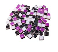 Los mosaicos de cristal, Azulejos de mosaico de porcelana autoadhesivos cuadrados de cerámica for manualidades (paquete de 100), multicolor, 9,5 x 9,5 x 5 mm(Deepgrey-purple-whit)