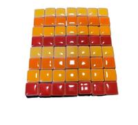 Los mosaicos de cristal, Azulejos de mosaico de porcelana autoadhesivos cuadrados de cerámica for manualidades (paquete de 100), multicolor, 9,5 x 9,5 x 5 mm(Red Yellow Orange)
