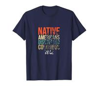 Los nativos Americanos descubrieron a los Indios del Orgullo de Colón Camiseta, Hombre, Azul Marino, XL