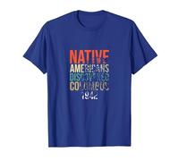 Los nativos Americanos descubrieron a los Indios del Orgullo de Colón Camiseta, Hombre, Azul Real, 3XL