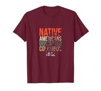 Los nativos Americanos descubrieron a los Indios del Orgullo de Colón Camiseta, Hombre, Granate, S