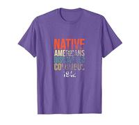 Los nativos Americanos descubrieron a los Indios del Orgullo de Colón Camiseta, Hombre, Morado Jaspeado, S