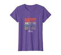 Los nativos Americanos descubrieron a los Indios del Orgullo de Colón Camiseta, Mujer, Morado Jaspeado, XXL