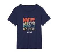Los nativos Americanos descubrieron a los Indios del Orgullo de Colón Camiseta, Mujer Tallas Grandes, Azul Marino, 4XL Grande