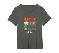 Los nativos Americanos descubrieron a los Indios del Orgullo de Colón Camiseta, Mujer Tallas Grandes, Asfalto, 4XL Grande