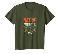 Los nativos Americanos descubrieron a los Indios del Orgullo de Colón Camiseta, Niños, Verde Oliva, 12 años