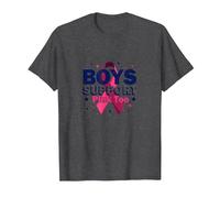 Los niños apoyan a los aliados de concienciación sobre el cáncer de Mama de Pink Too Camiseta, Hombre, Jaspeado Oscuro, M