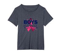 Los niños apoyan a los aliados de concienciación sobre el cáncer de Mama de Pink Too Camiseta, Mujer Tallas Grandes, Azul Jaspeado, 2XL Grande