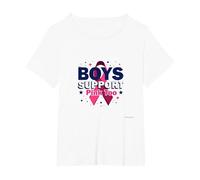 Los niños apoyan a los aliados de concienciación sobre el cáncer de Mama de Pink Too Camiseta, Mujer Tallas Grandes, Blanco, 2XL Grande