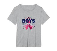 Los niños apoyan a los aliados de concienciación sobre el cáncer de Mama de Pink Too Camiseta, Mujer Tallas Grandes, Gris Jaspeado, 2XL Grande