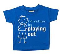 Los niños i 'd Más Bien Be Reproducción de Out Camiseta para bebé disponible en tamaños 0 - 6 meses a 14 - 15 años hijo Stick persona azul azul Talla:3-4 años
