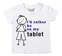 Los niños i 'd Rather BE en mi camiseta de Tablet para bebé disponible en tamaños 0 - 6 meses a 14 - 15 años hijo Stick persona blanco blanco Talla:14-15 Years