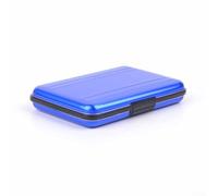 Los ojales moldeados y el cordón hacen que este soporte portátil de 8 ranuras para tarjetas SD sea ideal para usar (azul)