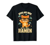 Los ovnis están aquí Pero Todo lo Que Veo es Ramen Divertido Lindo Gato Foodie Camiseta