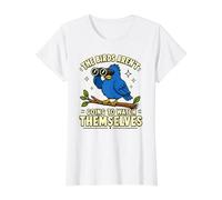 Los pájaros se Ven a sí mismos, Divertido Regalo para observadores de Aves y la Naturaleza Camiseta gráfica económica, Mujer, Blanco, L