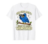 Los pájaros se Ven a sí mismos, Divertido Regalo para observadores de Aves y la Naturaleza Camiseta gráfica económica, Hombre, Blanco, S