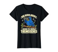 Los pájaros se Ven a sí mismos, Divertido Regalo para observadores de Aves y la Naturaleza Camiseta gráfica económica, Mujer, Negro, XS