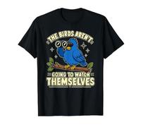 Los pájaros se Ven a sí mismos, Divertido Regalo para observadores de Aves y la Naturaleza Camiseta gráfica económica, Hombre, Negro, S