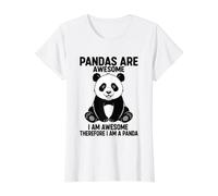 Los Pandas Son Impresionantes Soy Impresionante por lo Tanto, Soy un Panda Camiseta gráfica económica, Mujer, Blanco, S
