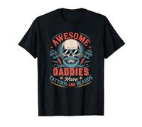 Los papás orgullosos tienen tatuajes y barbas, calavera del Día del Padre Camiseta