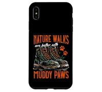 Los paseos por la naturaleza son mejores con patas fangosas caminando con perro Carcasa para iPhone XS Max