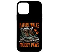 Los paseos por la naturaleza son mejores con patas fangosas caminando con perro Carcasa para iPhone 12 mini