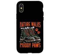 Los paseos por la naturaleza son mejores con patas fangosas caminando con perro Carcasa para iPhone X/XS