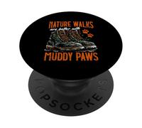 Los paseos por la naturaleza son mejores con patas fangosas caminando con perro PopSockets PopGrip Adhesivo