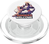 Los pecadores Dan la Bienvenida a Jesús Salva Divertida Cita sobre la fe Cristiana PopSockets PopGrip para MagSafe