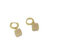 Los pendientes del aro de la perla del cubo del oro, mini perla llena cubrió aros cuadrados del descenso