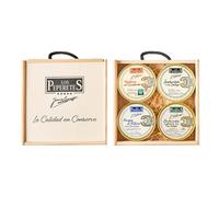 LOS PEPERETES Caja 4 Latas Gourmet | Berberechos al Natural, Mejillones Escabeche, Navajas al Natural y Zamburiñas | Regalo, Lote Conservas Artesanal de Galicia