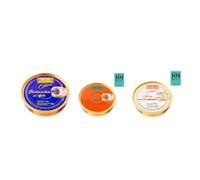 los peperetes conservas Berberechos Ajillo, Caviar Erizo y Ostras Escabeche pack 3 latas 3 piezas