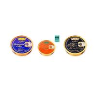 los peperetes conservas Berberechos Ajillo, Caviar Erizo y Ventresca Bonito Mantequilla pack 3 latas