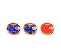 los peperetes conservas Berberechos Ajillo, Sardinillas Picantes y Bonito Aceite Oliva pack 3 latas 3 piezas